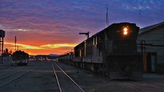 Landscapes sunset clouds Machines Steel lights railway station 