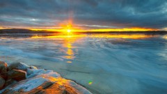Landscapes sunset clouds ocean Beaches
