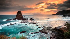 Landscapes sunset coast