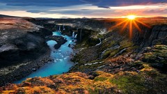 Landscapes sunset creek nature canyon waterfalls wonder