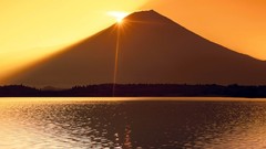 Landscapes sunset fantasy art mount fuji