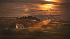 Landscapes sunset fields