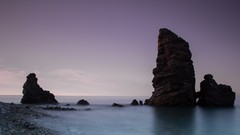 Landscapes sunset fog nature grass Mountains ocean light Green 