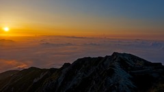 Landscapes sunset fog nature grass Mountains ocean light Green 