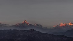 Landscapes sunset fog nature Mountains snowy peaks panoramic