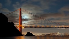 Landscapes sunset fog nature ocean San Francisco Bridges golden 