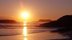 Landscapes sunset fog nature Trees Mountains ocean cloud lakes 