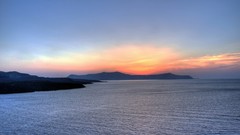 Landscapes sunset fog nature Trees Mountains ocean Green cloud 