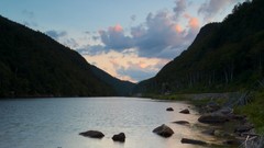 Landscapes sunset fog nature Trees Mountains ocean Green cloud 
