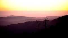 Landscapes sunset hills California mist