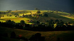 Landscapes sunset hills Green farm countryside