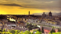 Landscapes sunset horizon Italy Florence rivers cityscapes