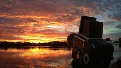 Landscapes sunset lakes reflections new york city
