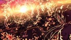 Landscapes sunset leaves nature Trees sun Mountains clouds 