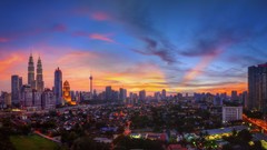 Landscapes sunset Malaysia buildings urban kuala lumpur 