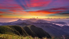 Landscapes sunset Mountains clouds