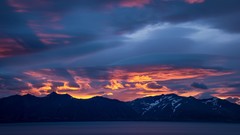 Landscapes sunset Mountains clouds