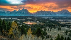 Landscapes sunset Mountains clouds glacier USA national park 