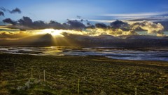 Landscapes sunset Mountains clouds sunlight
