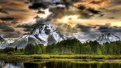Landscapes sunset Mountains clouds Wyoming national park grand 