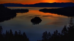 Landscapes sunset Mountains lakes