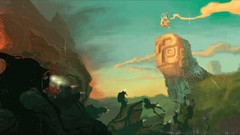 Landscapes sunset Mountains smoking creatures Tribal artwork 