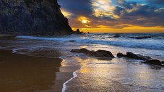 Landscapes sunset nature Beaches smooth