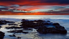Landscapes sunset nature blue ocean orange
