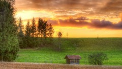 Landscapes sunset nature clouds fields