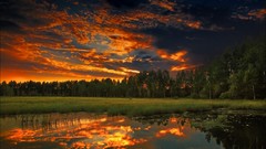 Landscapes sunset nature clouds lakes forests night sky