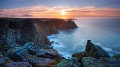Landscapes sunset nature clouds ocean hills