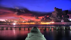 Landscapes sunset nature clouds piers