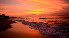 Landscapes sunset nature coast Seaside Beaches waves