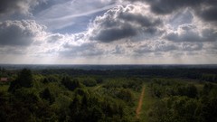 Landscapes sunset nature grass sun clouds fields forests 