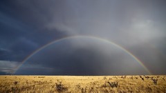Landscapes sunset nature grass sun clouds storm fields rainbows 