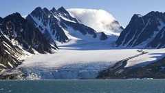 Landscapes sunset nature grass sun Mountains clouds glacier 