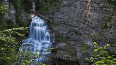 Landscapes sunset nature grass sun Mountains clouds waterfalls 