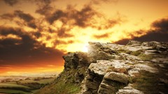 Landscapes sunset nature hills cliffs rocks backgrounds HDR 