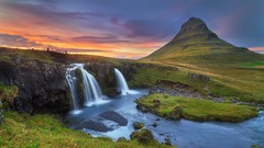 Landscapes sunset nature hills waterfalls rivers