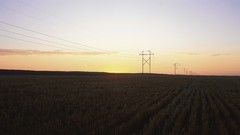 Landscapes sunset nature horizon fields power lines multiscreen
