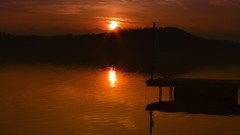 Landscapes sunset nature lakes reflections