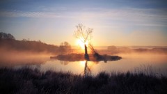 Landscapes sunset nature land lakes