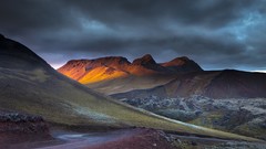 Landscapes sunset nature Mountains clouds paths
