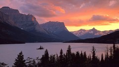 Landscapes sunset nature Mountains falls national park glacier 