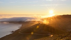 Landscapes sunset nature Mountains ice lakes sunlight skies
