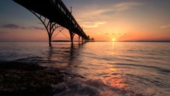 Landscapes sunset nature Mountains ocean cloud see HDR 