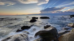 Landscapes sunset nature Mountains ocean cloud travel skies HDR 