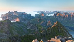 Landscapes sunset nature Mountains ocean coast bay