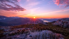 Landscapes sunset nature Mountains skies