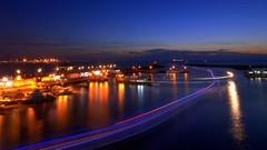 Landscapes sunset nature night ocean Boats sunlight cities skies